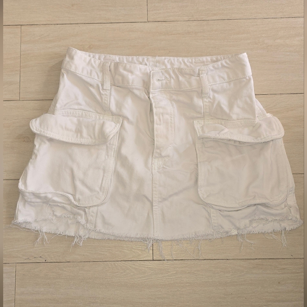 ZARA- White Cargo Mini Skirt